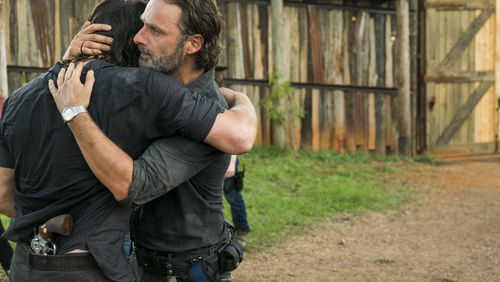 Andrew Lincoln as Rick Grimes, Norman Reedus as Daryl Dixon - The Walking Dead _ Season 7, Episode 8 - Photo Credit: Gene Page/AMC