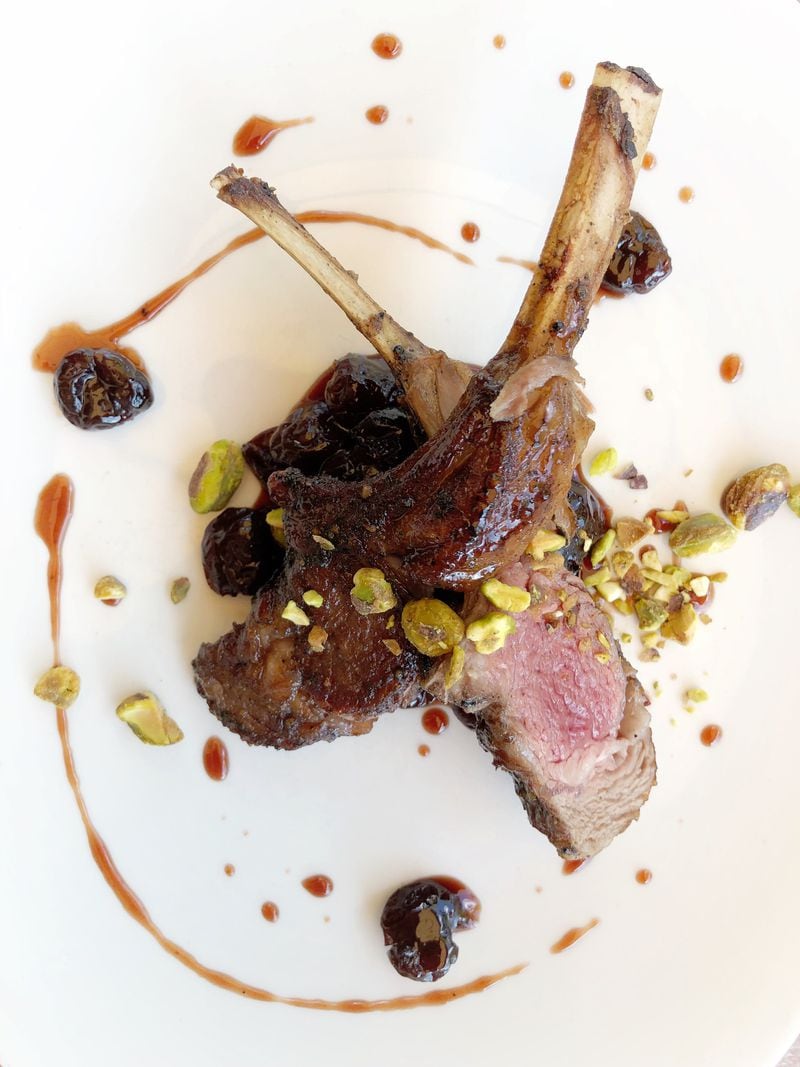 Black Pepper Crusted Lamb with Sticky Sweet Spiced Cherry Honey from Muss & Turner's