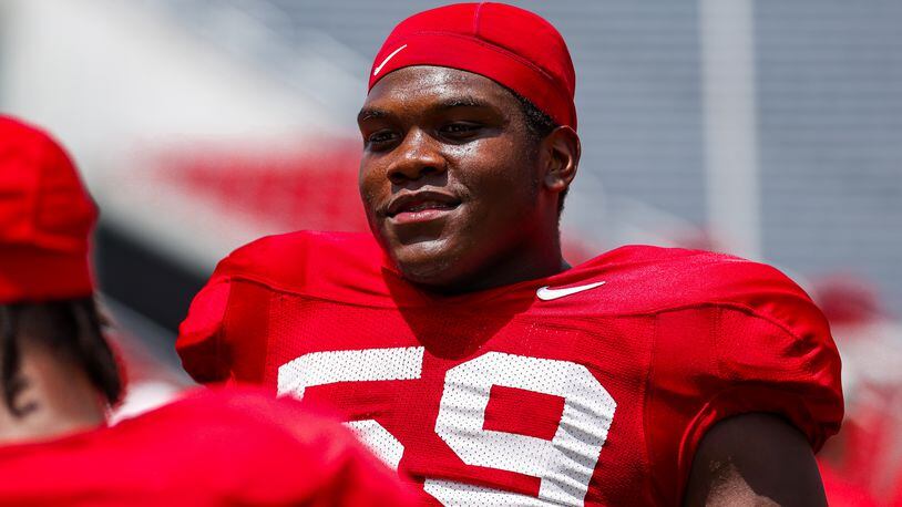 Georgia offensive lineman Broderick Jones is trying to earn a starting spot this season. (Photo by Tony Walsh)