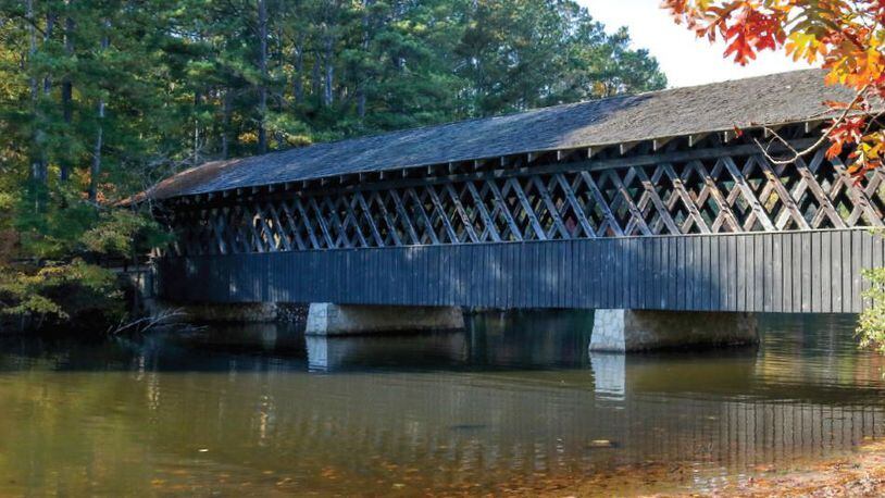 The covered bridge at Stone Mountain Park. Courtesy of the Stone Mountain Memorial Association