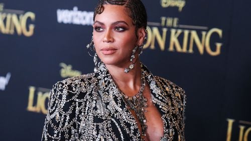 Beyonce, shown at the premiere Of Disney's ''The Lion King'' on July 9, 2019, is nominated for a leading nine Grammy Awards. The postponed ceremony will be held March 14, 2021.