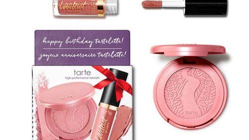 Amazonian Clay 12-Hour Blush in Paaarty and Tarteist Creamy Matte Lip Paint in Birthday Suit from Tarte