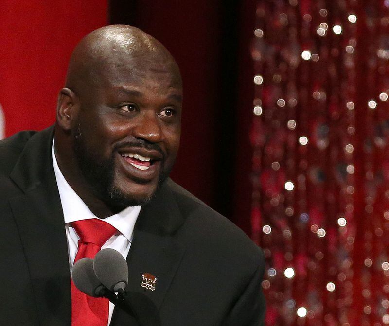 SPRINGFIELD, MA - SEPTEMBER 09: Shaquille O'Neal reacts during the 2016 Basketball Hall of Fame Enshrinement Ceremony at Symphony Hall on September 9, 2016 in Springfield, Massachusetts. O'Neal was made a deputy in Clayton County in Georgia in December. (Photo by Jim Rogash/Getty Images)