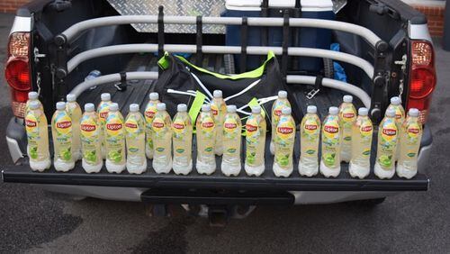 Bottles of Lipton Green Tea containing liquid methamphetamine were seized in Newnan. (Credit: Newnan Police Department)
