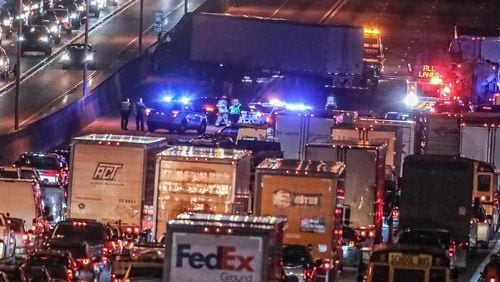 Delays stacked up on I-85 South after a crash involving two tractor-trailers shut down the interstate before Beaver Ruin Road.