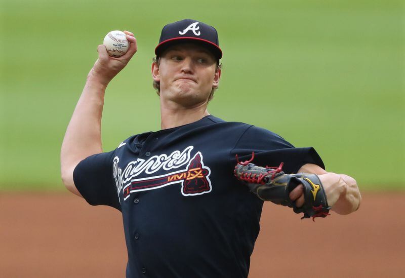 Braves pitcher Michael Soroka delivers a pitch during an intrasquad game on Saturday, July 18, 2020 in Atlanta.   Curtis Compton ccompton@ajc.com