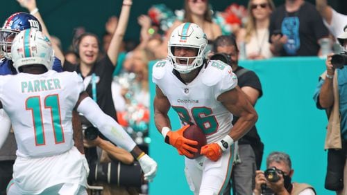 Wide receiver Mack Hollins, a five-year veteran who has played with the Eagles, Dolphins and Raiders, signed a one-year, $2.5 million deal with the Falcons on Sunday. (John McCall file photo/South Florida Sun Sentinel/TNS)