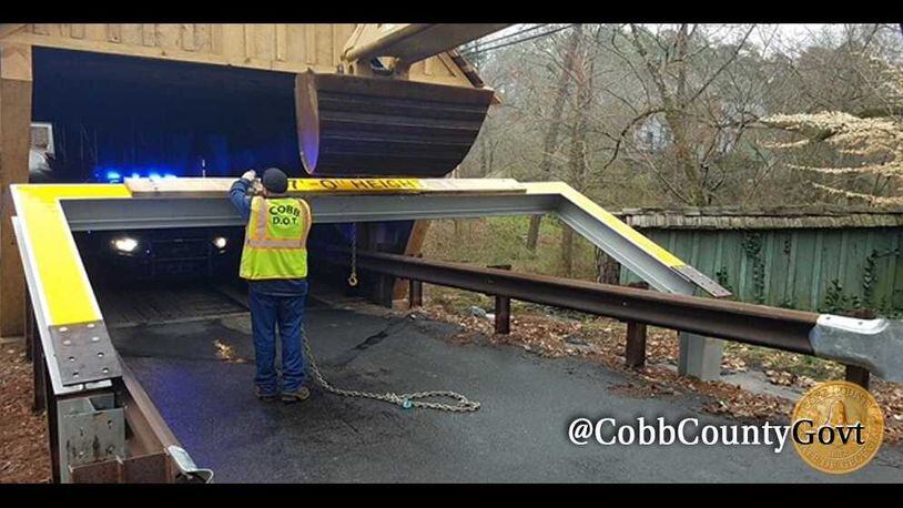 Someone ran into the metal beam protecting the Concord Road Bridge on Feb. 21. It spans Nickajack Creek and just underwent an $800,000 renovation.