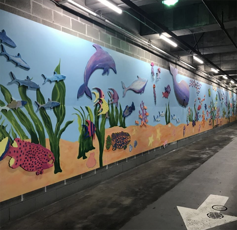 CHOA's new mural is located in the visitors' parking deck.