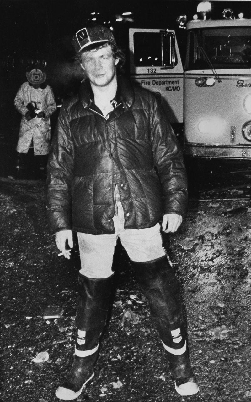 John Spink, 19, was a Kansas City Times copy boy and Associated Press stringer when he was sent to cover the Country Club Plaza flood in Kansas City, Missouri, in 1977. A gas explosion gave him his first experience photographing a fire. CONTRIBUTED BY JOHN P. FILO