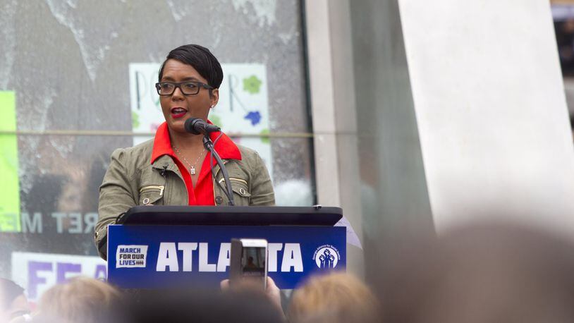 Atlanta Mayor Keisha Lance Bottoms speaks during the March for our Lives event in Atlanta, Georgia, on Saturday, March 24, 2018. (REANN HUBER/REANN.HUBER@AJC.COM)
