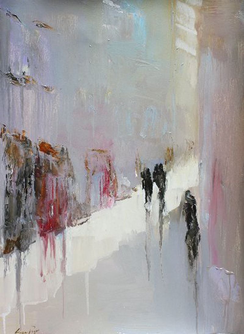 "Paris Street, " a 30-inch-by-22-inch oil on paper, by Susie Pryor is included in the painter's one-woman show at Pryor Fine Art.