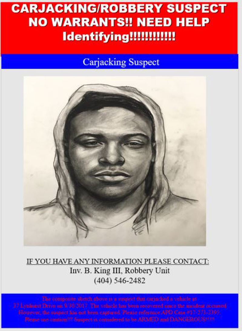 Atlanta police have released a sketch and poster in connection with the robbery of a councilman and council candidate. (Credit: Atlanta Police Department)