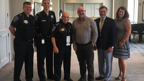 Suwanee Police Chief Mike Jones (third from left) was named outstanding chief of the year by the Georgia Association of Chiefs of Police.