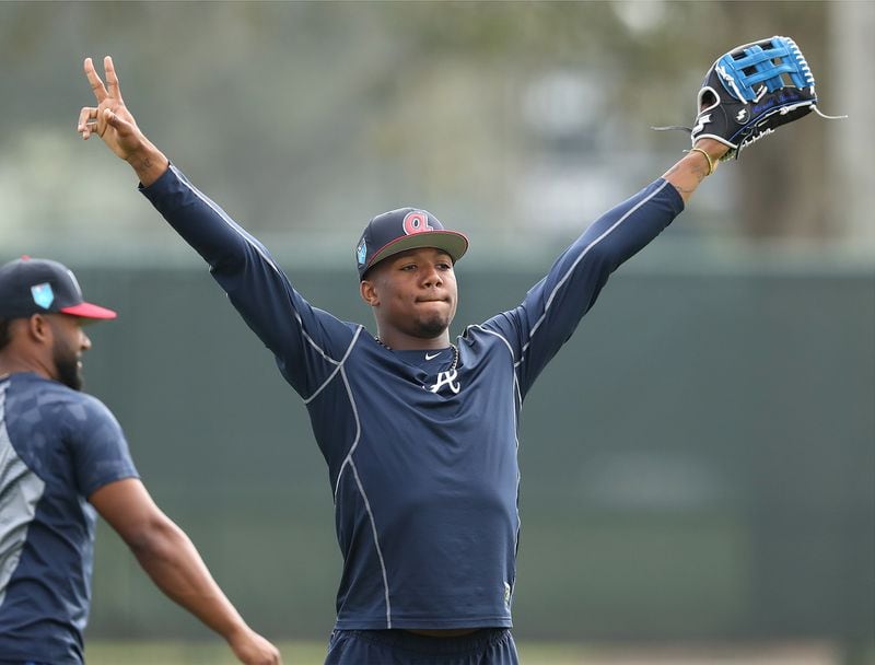 Feb 17, 2018 Lake Buena Vista: Braves outfielder Ronald Acuna, rated the consensus No. 1 prospect in baseball this winter by several experts, works the outfield during spring training on Saturday, Feb 17, 2018, at the ESPN Wide World of Sports Complex in Lake Buena Vista.     Curtis Compton/ccompton@ajc.com