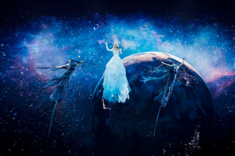 FILE - Kate Miller-Heidke of Australia performs during the 2019 Eurovision Song Contest semifinal in Tel Aviv, Israel, May 14, 2019. The 68th Eurovision Song Contest is taking place in May in Malmö, Sweden. It will see acts from 37 countries vie for the continent’s pop crown. Founded in 1956, Eurovision is a feelgood extravaganza that strives to banish international strife and division. It’s known for songs that range from anthemic to extremely silly, often with elaborate costumes and spectacular staging. (AP Photo/Sebastian Scheiner, File)