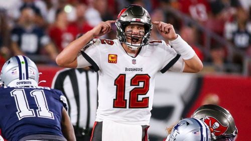 Tampa Bay Buccaneers quarterback Tom Brady calls a play during the second half against the Dallas Cowboys in Thursday night's regular-season NFL opener on September 9, 2021 in Tampa, Florida. (Dirk Shadd/Tampa Bay Times/TNS)
