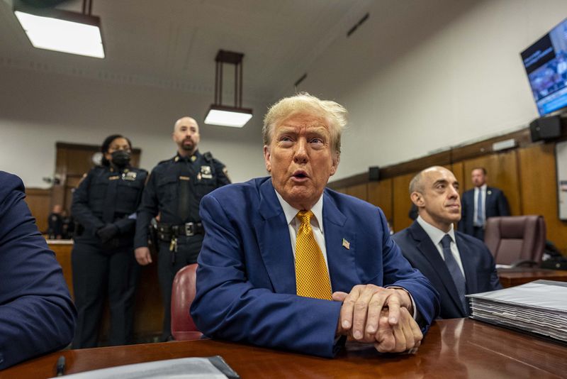 Former President Donald Trump inside Manhattan Criminal Court, Thursday, May 2 2024. (Mark Peterson/Pool Photo via AP)