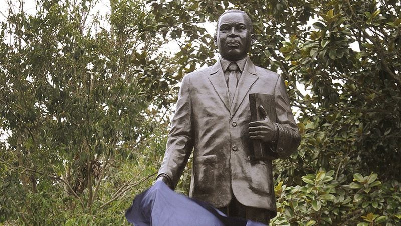 The MLK statue on the University of North Florida campus in Jacksonville by sculptor Jasu Shilpi. (Kelly Jordan, The Florida Times-Union)