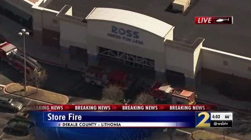 DeKalb County fire officials say a fire was intentionally set at a Ross store at Stonecrest Marketplace. (Credit: Channel 2 Action News)