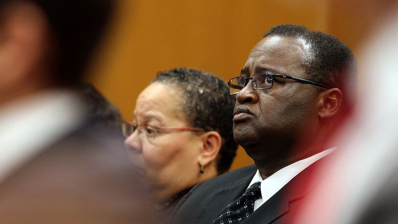 Former DeKalb School Superintendent Crawford Lewis listens to arguments in the Georgia Court of Appeals on Tuesday, July 22, 2014, where his attorney argued that a negotiated plea he had entered should be reinstated.