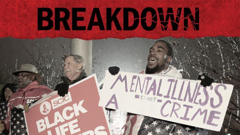 Protesters celebrate after hearing that former DeKalb County Police Officer Robert "Chip" Olsen was indicted by a grand jury in January 2016 for the shooting death of Anthony Hill. Episode 4 of Breakdown examines why police encounters with the mentally ill often turn deadly. Ben Gray / bgray@ajc.com