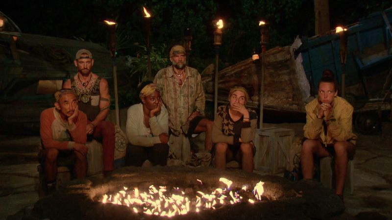  "Parting Is Such Sweet Sorrow" - Tai Trang, Brad Culpepper, Cirie Fields, Troyzan Robertson, Aubry Bracco and Sarah Lacina at Tribal Council on the thirteenth episode of SURVIVOR: Game Changers, airing Wednesday, May 17 (8:00-9:00 PM, ET/PT) on the CBS Television Network. Photo: Screen Grab/CBS Entertainment ©2017 CBS Broadcasting, Inc. All Rights Reserved.