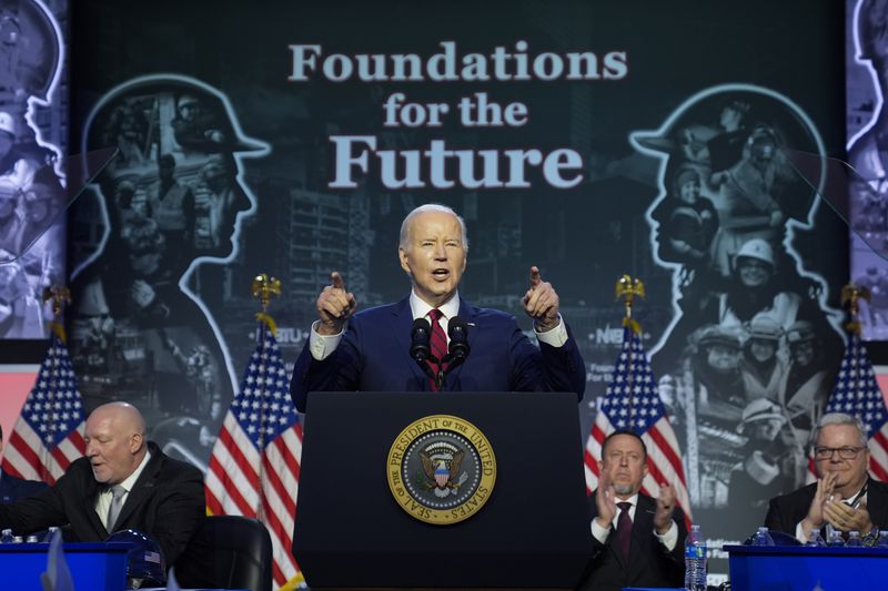 President Joe Biden spoke at the North America Building Trade Union National legislative conference on Wednesday.
