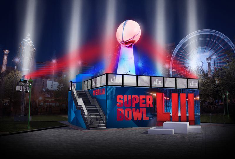 A rendering of the giant Lombardi Trophy that will be installed at Centennial Olympic Park as part of “Super Bowl Live” festivities.