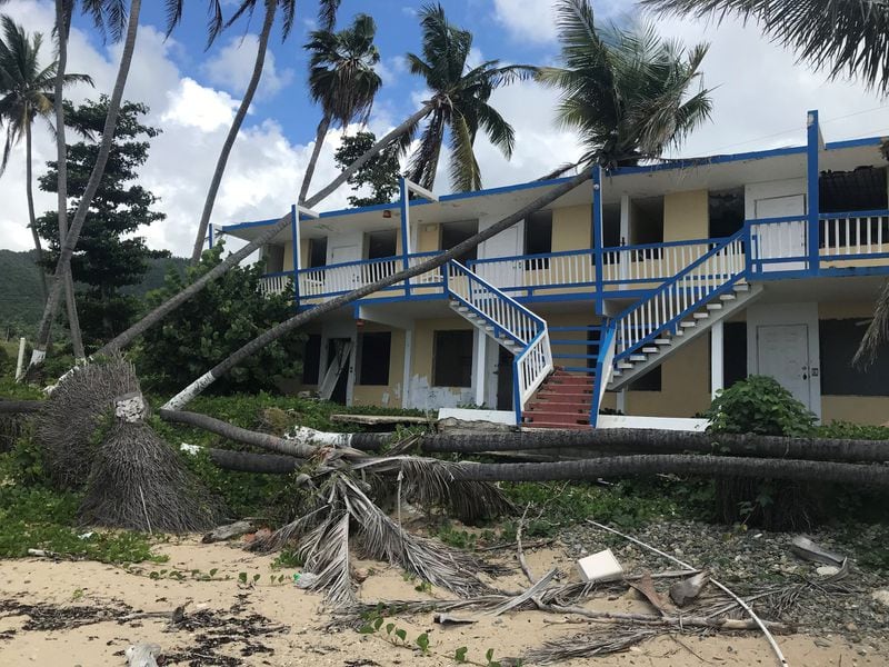 A view of Caribe Playa post-Hurricane Maria where AJC dining editor Ligaya Figueras and her husband Joe stayed during their honeymoon in 1995. The coastal inn has been shuttered since Hurricane Maria ravaged Puerto Rico last September. Ligaya Figueras / ligaya.figueras@ajc.com