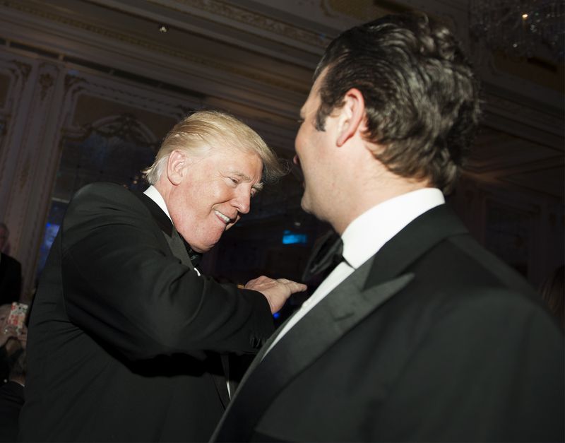 President-elect Donald Trump wishes his son Donald Trump Jr. a happy birthday at Mar-a-Lago Club Saturday December 31, 2016 in the Town of Palm Beach. (Meghan McCarthy/Daily News)