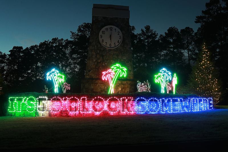  It’s 5 O’Clock Somewhere is one of the new light displays in Margaritaville at Lanier Islands in Buford. Curtis Compton/ccompton@ajc.com