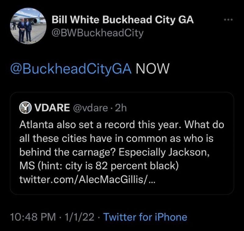 Bill White's deleted tweet