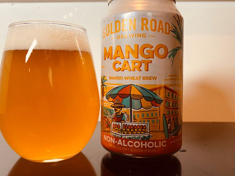 Golden Road Mango Cart is an nonalcoholic wheat ale made with real mango. (Bob Townsend for The Atlanta Journal-Constitution)