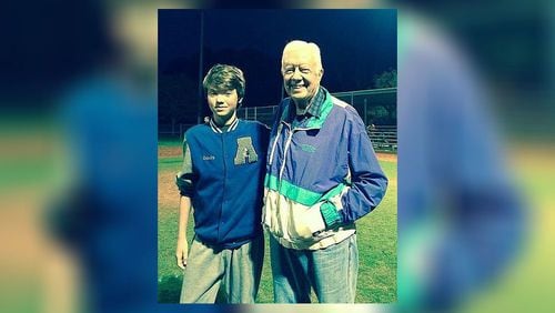 Former President Jimmy Carter has never removed himself from the public. Earlier this year, he paused to say hello to Reuben Davis (pictured) while watching a great-grandson play baseball in Decatur. JACOB SEUVER