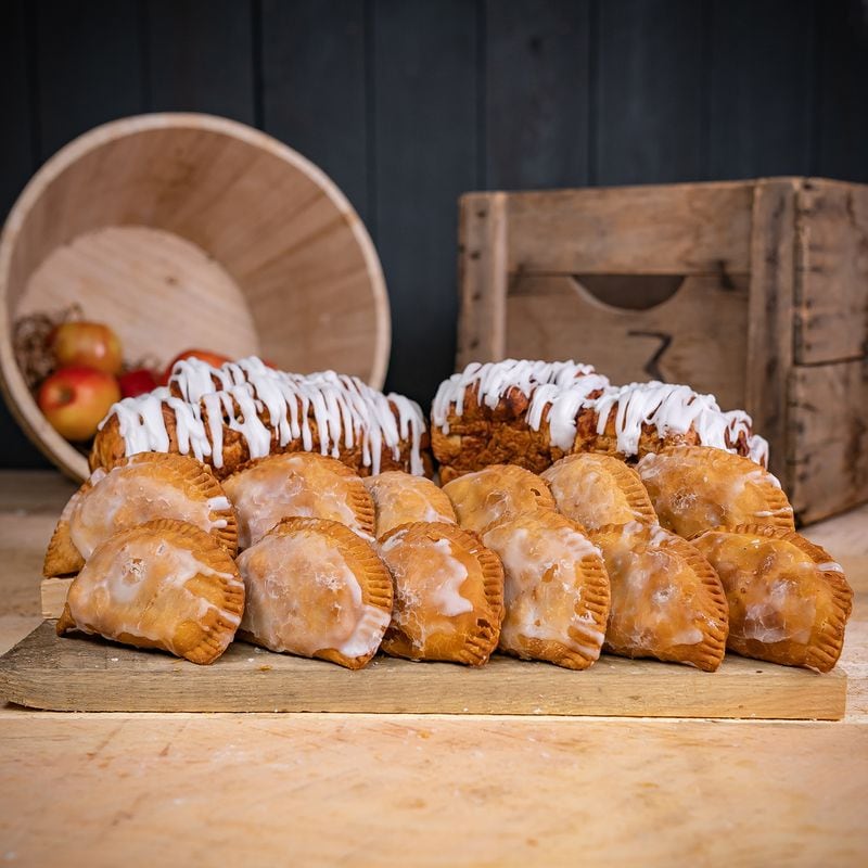 With thousands of bushels of apples picked each year, Mercier Orchards has a plentiful supply for its bakery, which produces apple treats like these fried apple pies and apple loaves. Courtesy of Mercier Orchards
