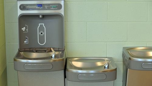 DeKalb County School Board members have voted to purchase 1,000 water bottle stations like these to install in its schools. Credit: Kent D. Johnson/The Atlanta Journal-Constitution