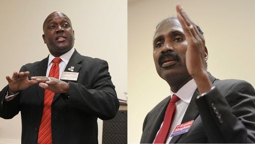 Voters will choose between Greg Adams, left, and Randal Mangham in a Dec. 6 runoff for DeKalb County Commission Super District 7.