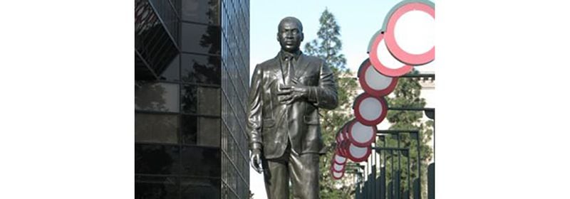 The larger-than-life statue of MLK in front of the CIvic Center in San Bernardino, Calif. (Carl M. Dameron)