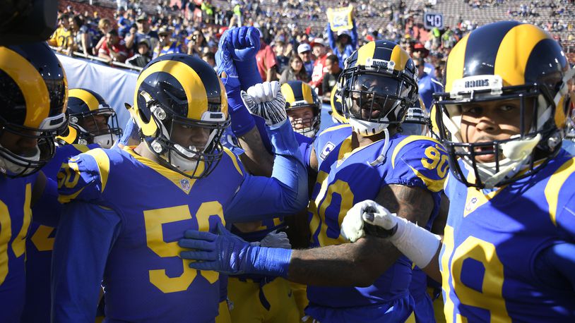 The Los Angeles Rams before playing the San Francisco 49ers Dec. 30, 2018, at Los Angeles Memorial Coliseum in Los Angeles.