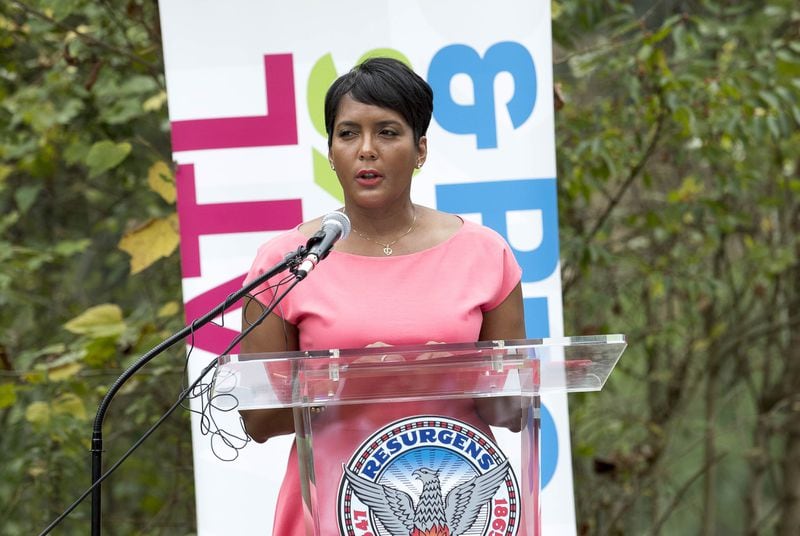 Mayor Keisha Lance Bottoms speaks during a ground breaking ceremony for the new Westside Park at the Bellwood Quarry in Atlanta, Thursday, September 6, 2018. Bottoms has urged City Council to approve a potential 10-figure public financing package for downtown’s Gulch. (ALYSSA POINTER/ALYSSA.POINTER@AJC.COM)