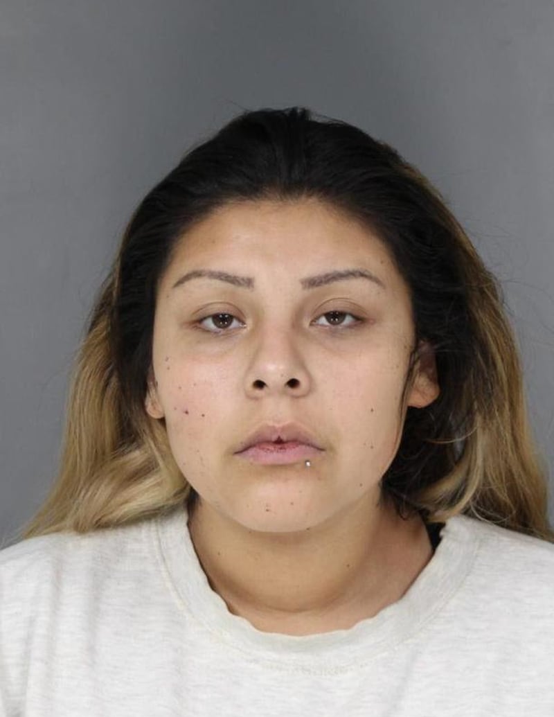 A mug shot of Alexandra Scott, who is accused of leaving her toddler in a hot car for 10 hours while she socialized with friends. The child died from his injuries.