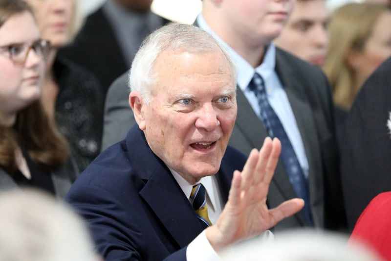 Former Georgia Gov. Nathan Deal greets lawmakers and special guests on Tuesday, Feb. 11, 2020, in Atlanta at the dedication ceremony for the new judicial center named in his honor. (credit: Miguel Martinez for The Atlanta Journal-Constitution)