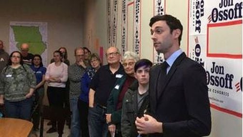 Georgia Democratic congressional candidate Jon Ossoff speaks to volunteers in his Cobb County campaign office on March 11, 2017. (AP/Bill Barrow)