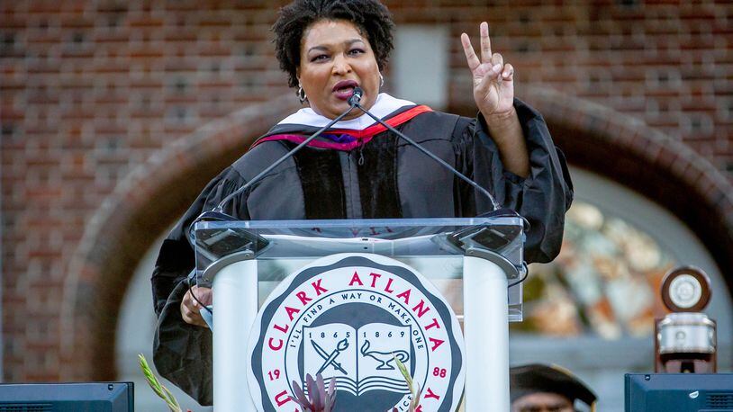 Well-known political activist and former Georgia gubernatorial candidate Stacey Abrams speaks at the 2020 Clark Atlanta University graduation Saturday at the Harkness Hall Quadrangle in Atlanta on May 15, 2021. The 2020 ceremony was postponed because of the COVID-19 pandemic. (Photo: Steve Schaefer for The Atlanta Journal-Constitution)