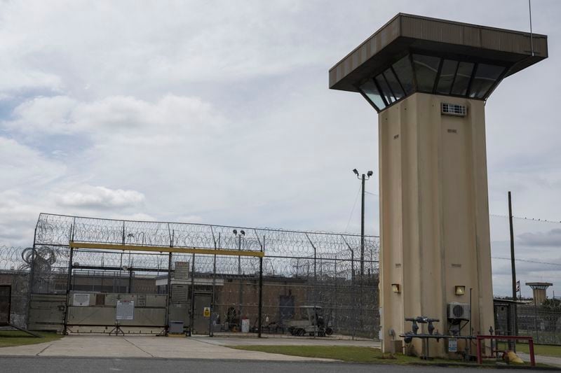 WAYCROSS, GEORGIA - SEPTEMBER, 28, 2023: Razor wire and guard towers at the Ware State Prison, Thursday, Sept. 28, 2023, in Waycross, Ga. (AJC Photo/Stephen B. Morton)