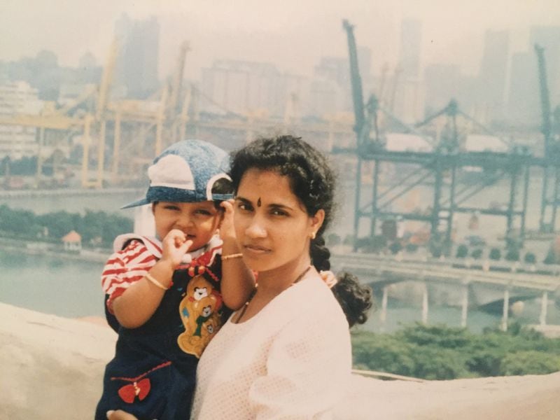 Sunidhi Ramesh and her mother in Singapore in 1997. CONTRIBUTED