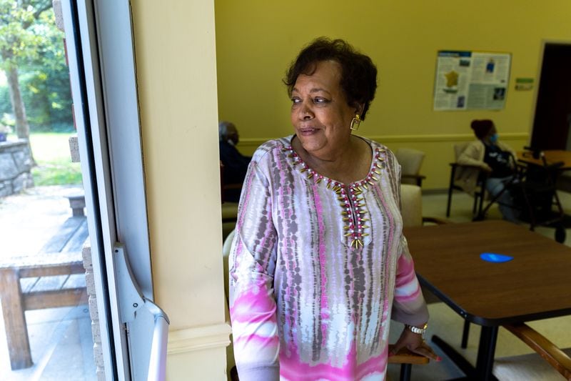 Arena Williams, 84, poses for a portrait at the New Horizons Senior Center in the Vine City neighborhood of Atlanta on Tuesday, July 18, 2023. (Arvin Temkar / arvin.temkar@ajc.com)