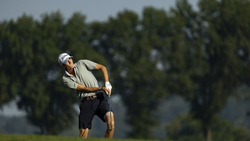 Ross Steelman from Georgia Tech was named ACC co-golfer of the month. Here Steelman hits his second shot on the first hole during the round of 16 at the 2021 U.S. Amateur at Oakmont Country Club in Oakmont, Pa., in 2021. (Chris Keane/USGA)