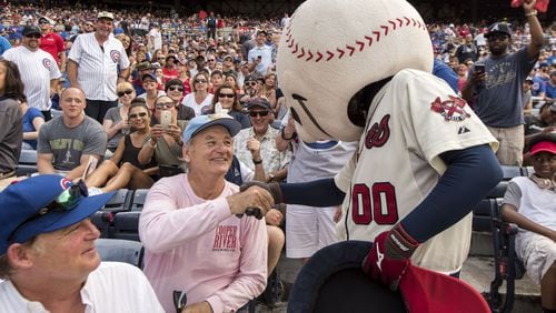 Bill Murray and his new friend at the Chicago Cubs/Atlanta Braves game at Turner Field on June 11. Photo by Kyle Hess/Beam/Atlanta Braves/Getty Image